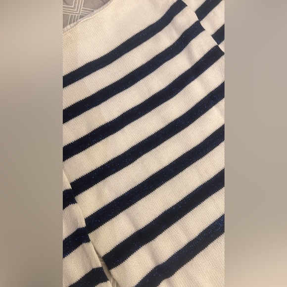 Zara White Knit off the shoulders sailor stripes  Top size S - Picture 6 of 6